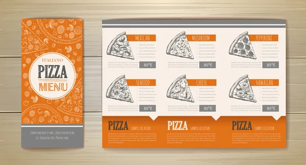 Diseño de concepto de pizza. Identidad corporativa. Plantilla documento — Vector de stock