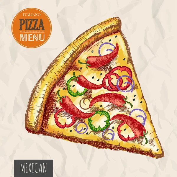A slice of mexican pizza — Stock Vector