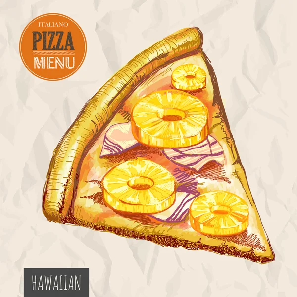 A slice of hawaiian pizza — Stock Vector