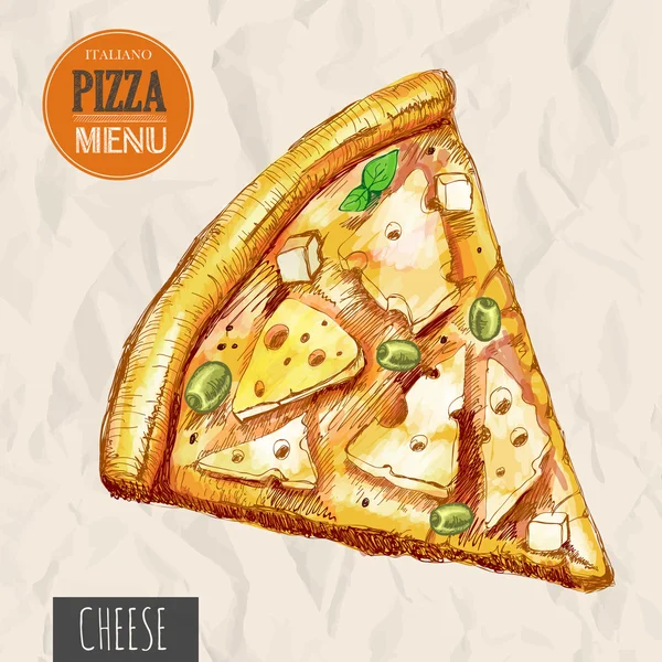 Eine Scheibe Käsepizza — Stockvektor