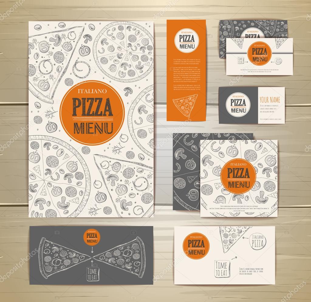 Pizza corporate identity, document template design