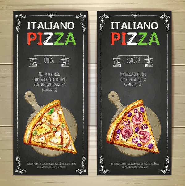 Set dari banner menu pizza - Stok Vektor