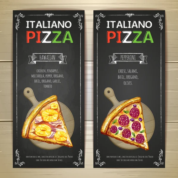 Набор баннеров с меню пиццы — стоковый вектор