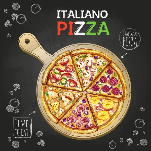 Pizza poster sfondo Vettoriali Stock Royalty Free