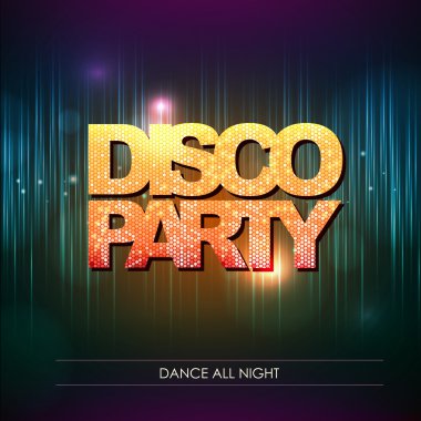 Tipografi Disco arka plan. Disko partisi. 