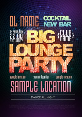 Tipografi Disco arka plan. Disko poster büyük salon parti