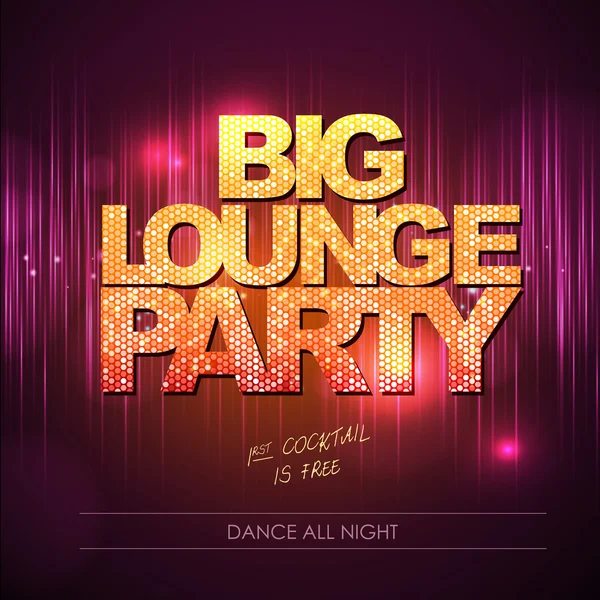 Typography Disco background. Big lounge party — Stock Vector