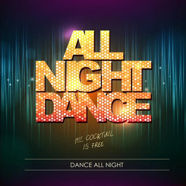Typografie Disco Hintergrund. Tanz in der Nacht — Stockvektor
