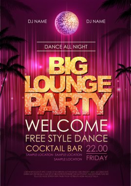 Tipografi Disco arka plan. Disko poster büyük salon parti