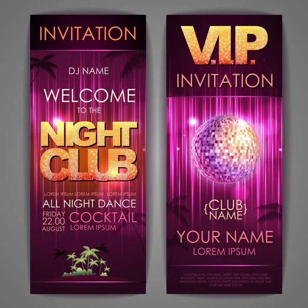 Set of disco background banners. Night club poster — Stock Vector