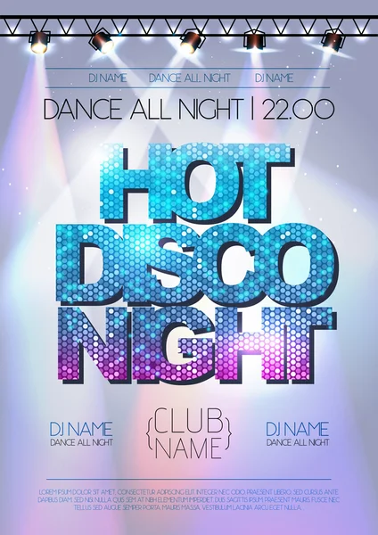 Fond disco. Affiche de nuit disco chaude — Image vectorielle