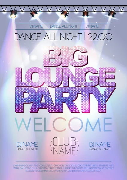 Disco background. Big lounge party poster — Stock Vector