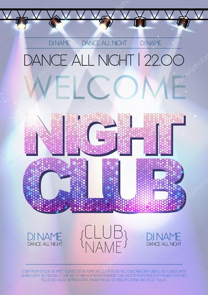 Disco background. Night club poster