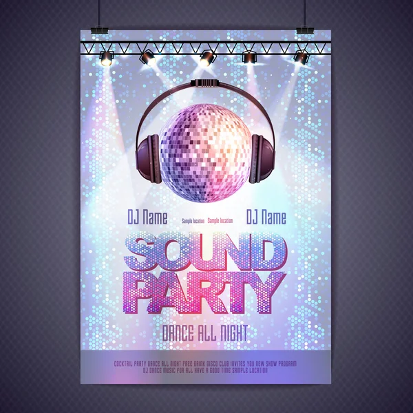 Fond disco. Affiche disco sound party — Image vectorielle