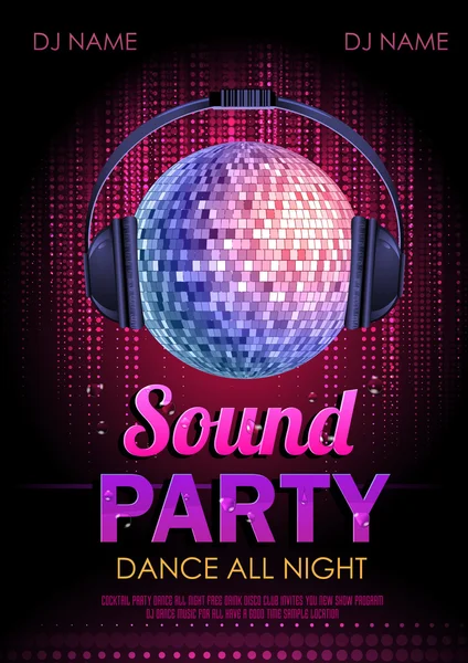 Fond disco. Affiche disco sound party — Image vectorielle