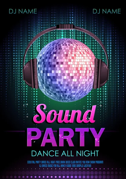 Fond disco. Affiche disco sound party — Image vectorielle