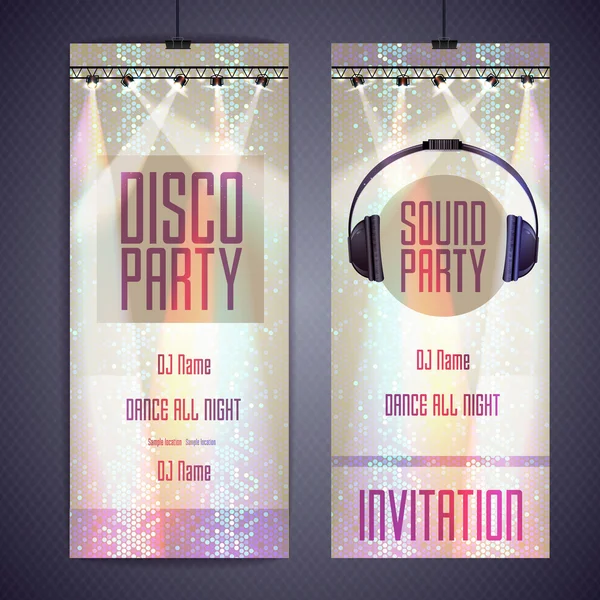 Conjunto de banners de fondo disco. Cartel de fiesta Disco — Vector de stock