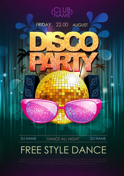 Fondo discográfico. Cartel de fiesta Disco — Vector de stock