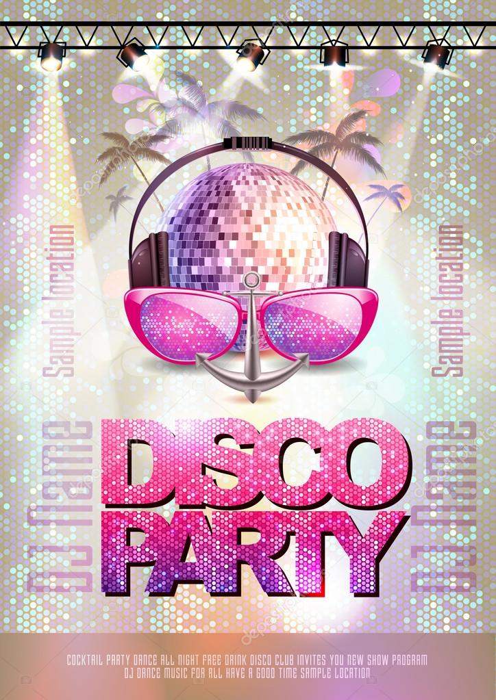 Disco background. Disco party poster 