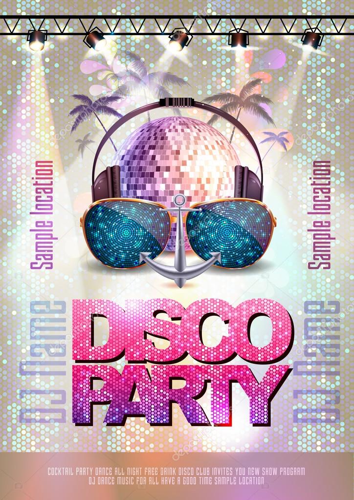 Disco background. Disco party poster 