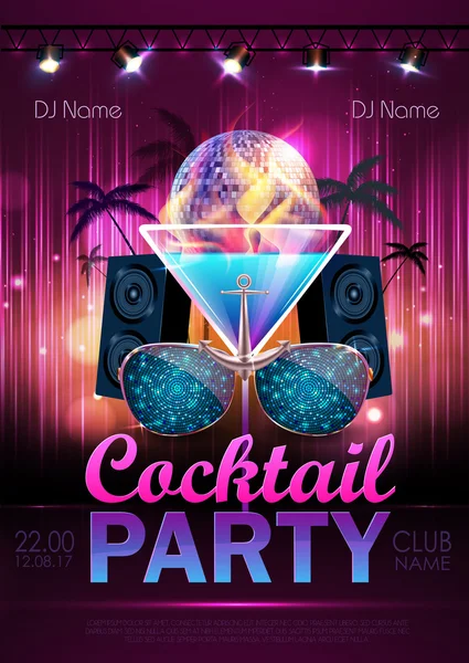 Sfondo sfera discoteca. Discoteca cocktail party poster — Vettoriale Stock