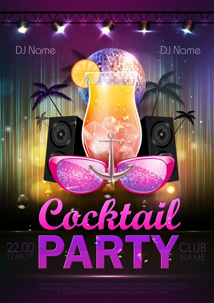 Sfondo sfera discoteca. Discoteca cocktail party poster — Vettoriale Stock