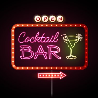 Neon tabela kokteyl bar