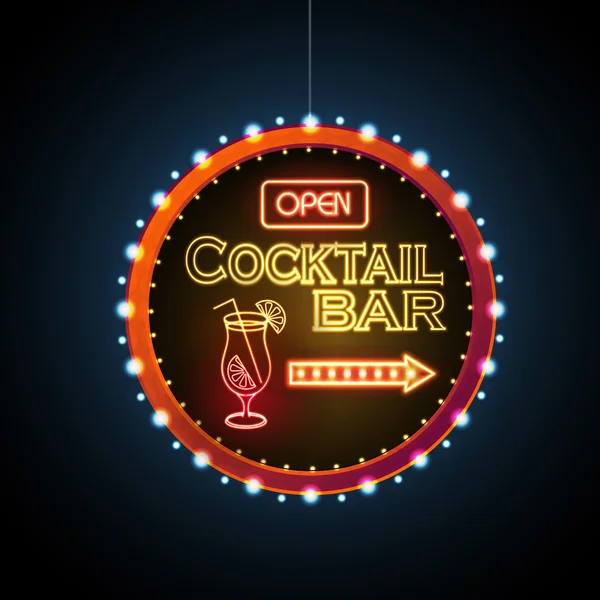 Sinal de néon Cocktail bar —  Vetores de Stock