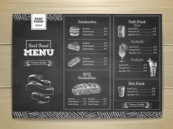 Rysunek starodawny kreda menu fast food. Sandwich szkic tożsamości korporacyjnej — Wektor stockowy