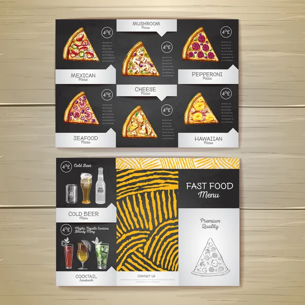 Vintage Kreide zeichnet Fast-Food-Menü. Pizza-Sketch. Corporate Identity — Stockvektor