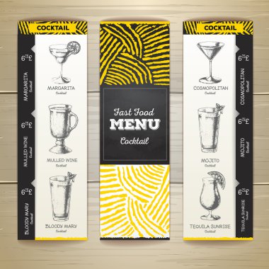 Kokteyl tebeşir çizim tasarım kroki. Belge şablonu. Kurumsal kimlik