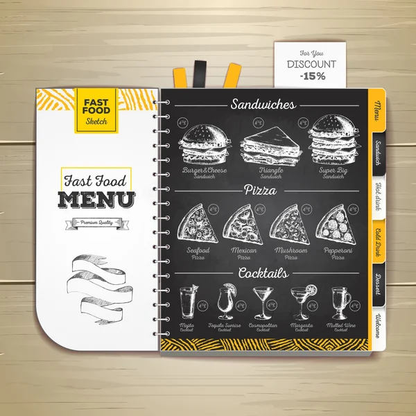 Giz vintage desenho menu fast food. Sandwich esboço identidade corporativa — Vetor de Stock