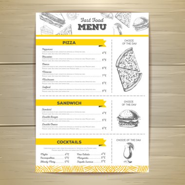 Vintage fast food menü tasarımı.