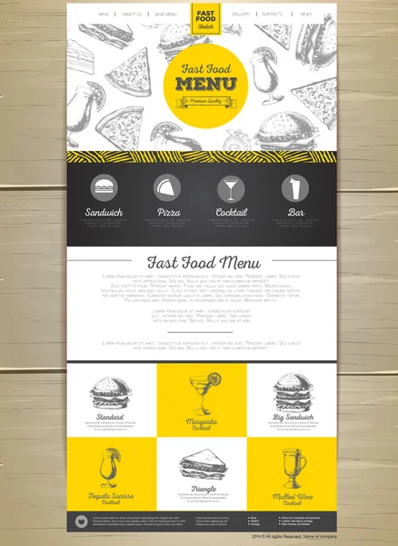 Concepto de menú de comida rápida Diseño del sitio web. Identidad corporativa . — Vector de stock