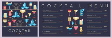 Siyah arka planda tatil restoranı menüsü tasarımı. Düz dizayn. Vektör illüstrasyonu