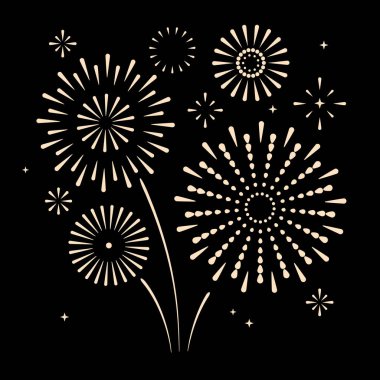 Siyah arka planda izole edilmiş bir havai fişek patlaması. Vektör illüstrasyonu