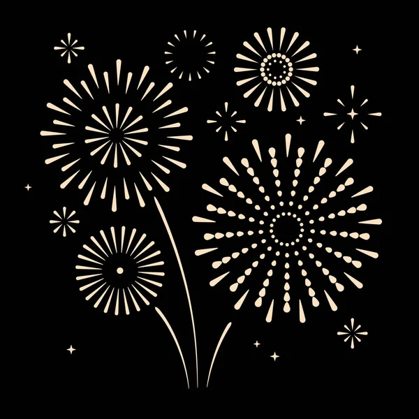Siyah arka planda izole edilmiş bir havai fişek patlaması. Vektör illüstrasyonu