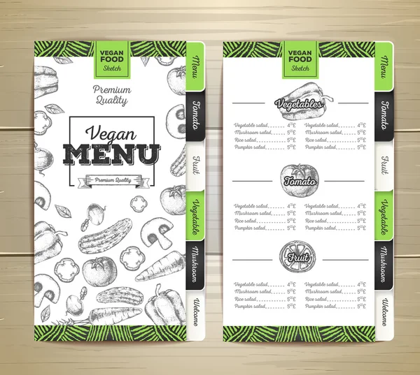 Giz vintage desenho vegetariano design de menu de alimentos . — Vetor de Stock