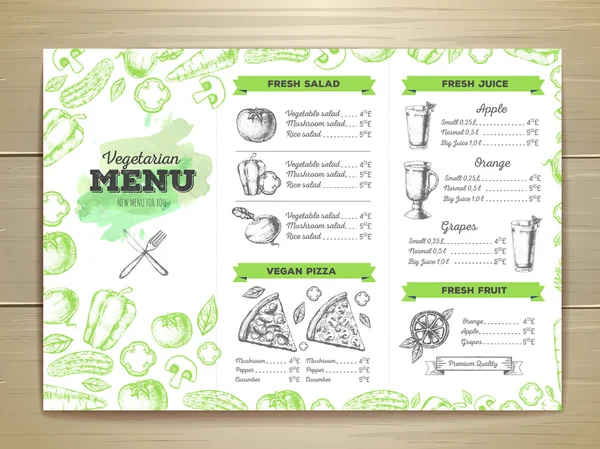Craie vintage dessin végétarien menu design . — Image vectorielle