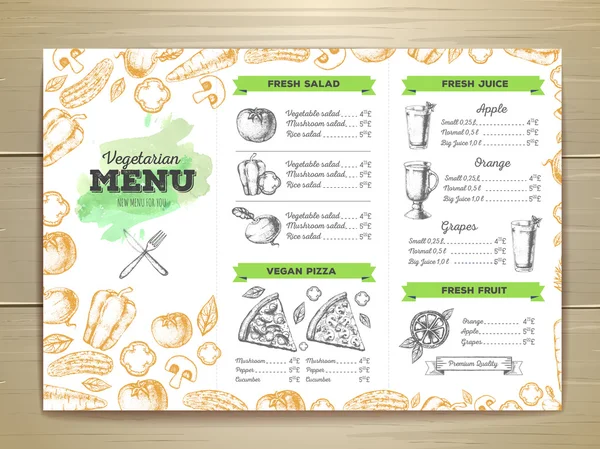 Design de menu de comida vegetariana vintage . —  Vetores de Stock