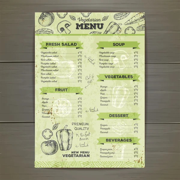 Design de menu végétarien vintage . — Image vectorielle