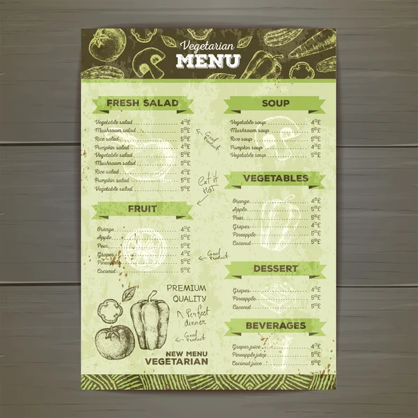 Design de menu végétarien vintage . — Image vectorielle