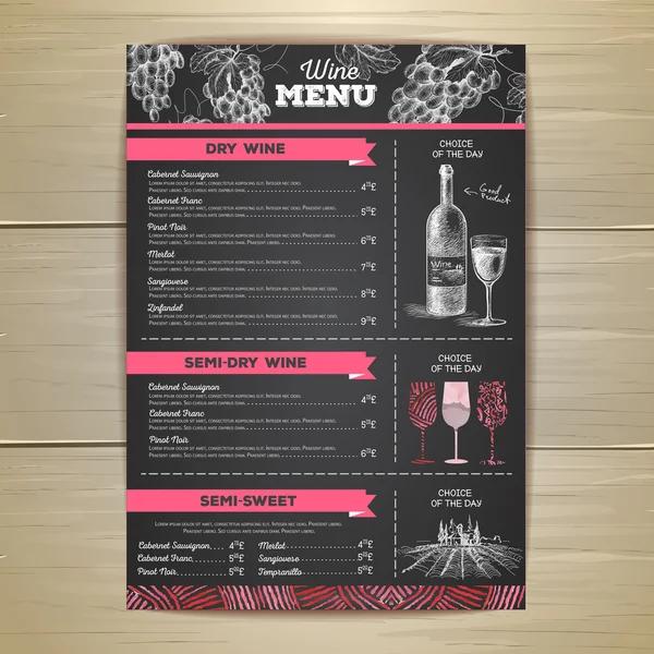 Ročník vinařské menu design. Šablona dokumentu — Stockový vektor