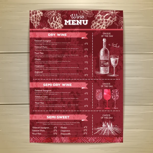 Ročník vinařské menu design. Šablona dokumentu — Stockový vektor