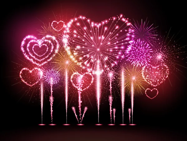 Día de San Valentín vectorial fuegos artificiales — Archivo Imágenes Vectoriales