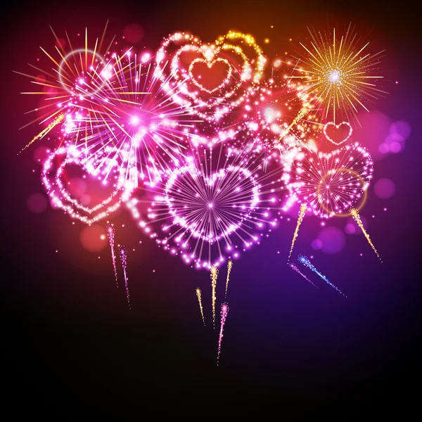 Día de San Valentín vectorial fuegos artificiales — Archivo Imágenes Vectoriales