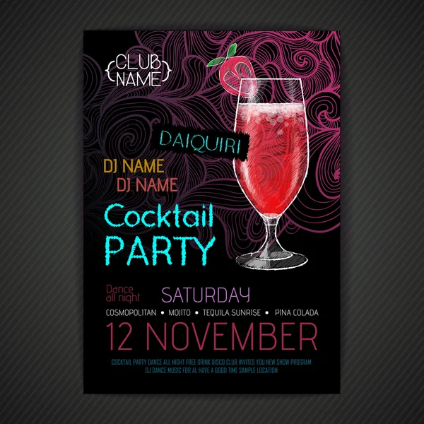 Discoteca cocktail party poster — Vettoriale Stock
