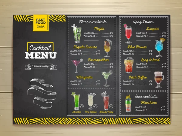 Dessin à la craie vintage menu cocktail design. Identité d'entreprise — Image vectorielle
