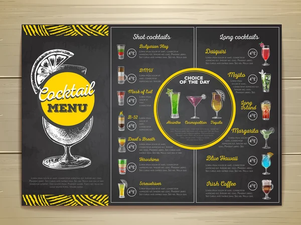 Vintage křídou kresba koktejlové menu design. Firemní identita — Stockový vektor