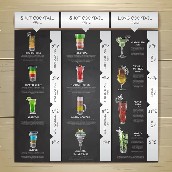 Дизайн коктейльного меню из винтажного мелового рисунка. Фирменный стиль — стоковый вектор